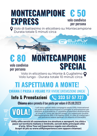 ELI-FLY | Voli in elicottero Montecampione (BS) TI FA VOLARE SUMMER edition 2023