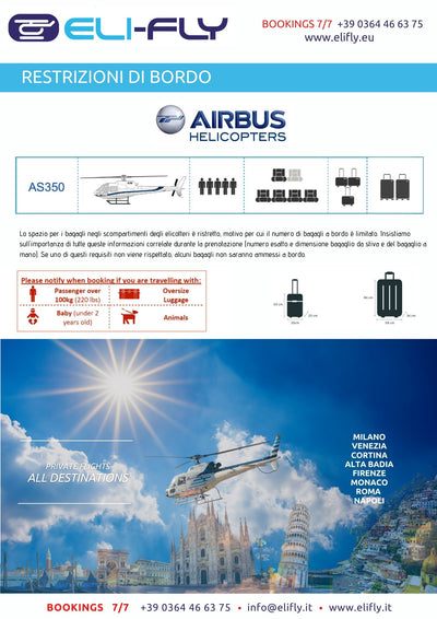 Helicopter disposal model AS350 helicopter MILANO Bresso airport to Cinquale airport LILQ